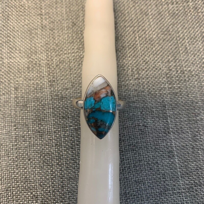 Spiny Oyster Turquoise Ring (Size 9.5)