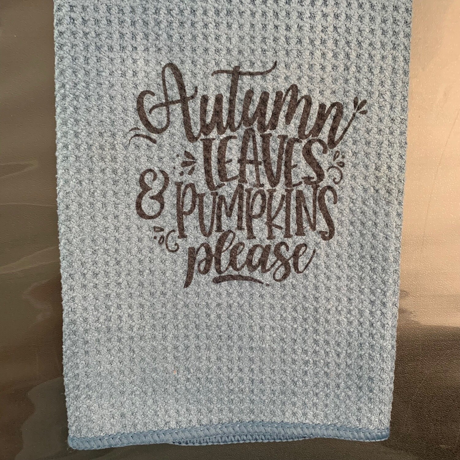 Autumn Leaves And Pumpkins Please Tea Towel