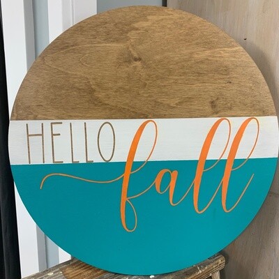 Hello Fall Round Sign