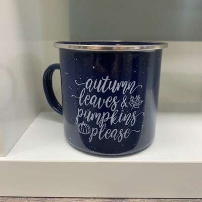 Autumn Leaves And Pumpkins Please Tin Mug