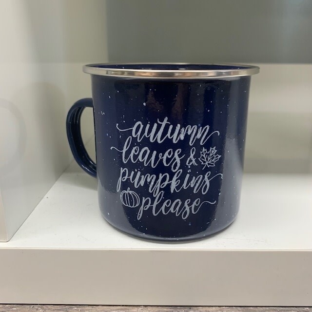 Autumn Leaves And Pumpkins Please Tin Mug