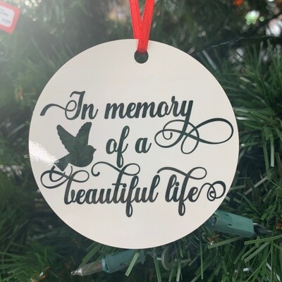 In memory of a beautiful life ornament