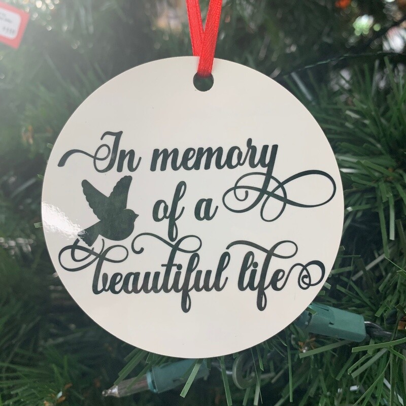 In memory of a beautiful life ornament