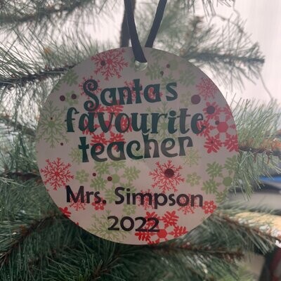 Santa&#39;s Favourite Teacher Ornament