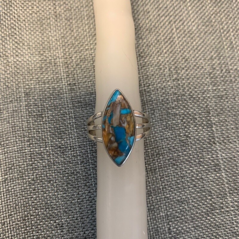 Spiny Oyster Turquoise Ring (Size  9)