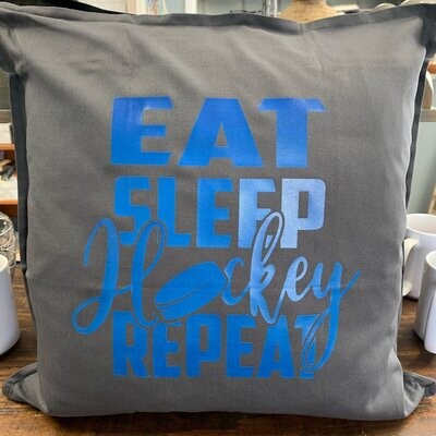 Eat Sleep Hockey Repeat Pillow