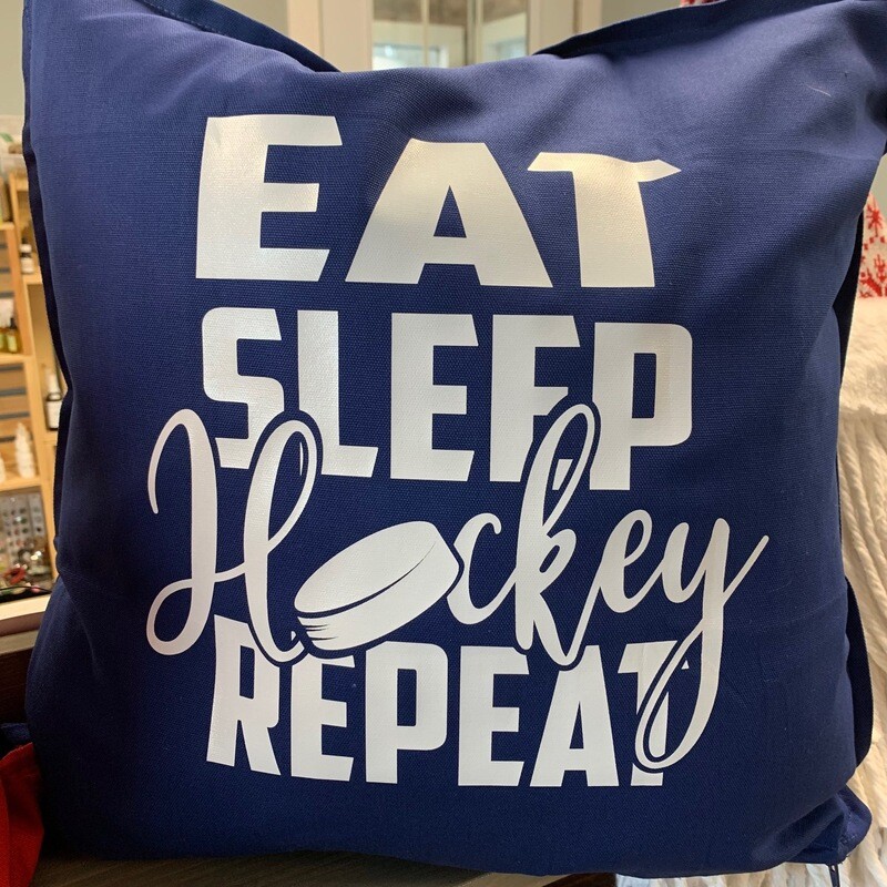 Eat Sleep Hockey Repeat Pillow