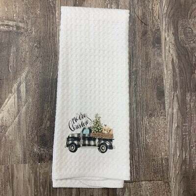 Merry Christmas Truck Tea Towel