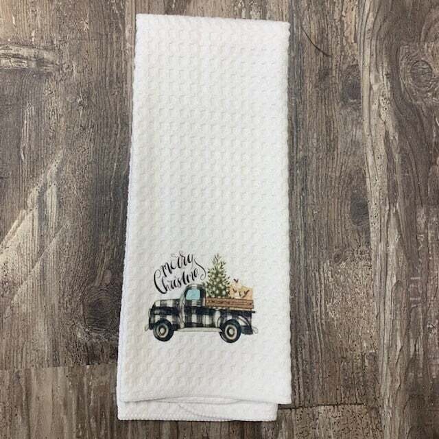 Merry Christmas Truck Tea Towel