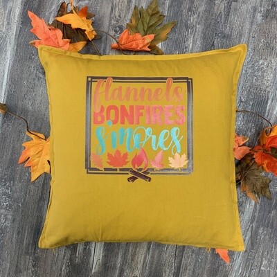 Flannels, Bonfires, S'mores Pillow