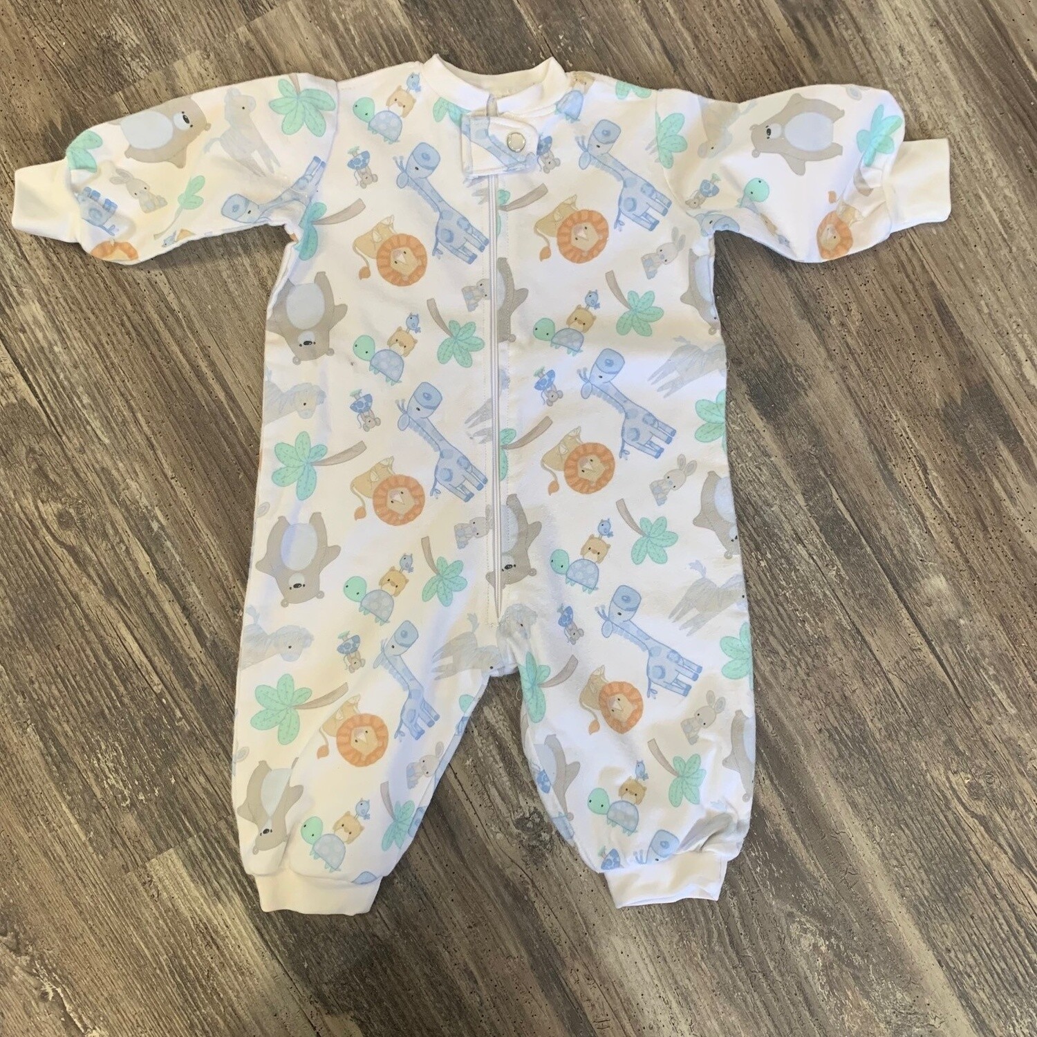 Zoo Animal Flannel One Piece (0-3 months)