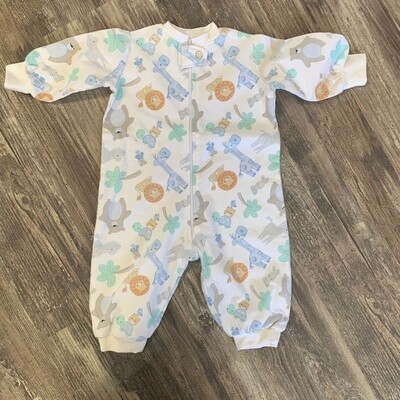 Zoo Animal Flannel One Piece (0-3 months)