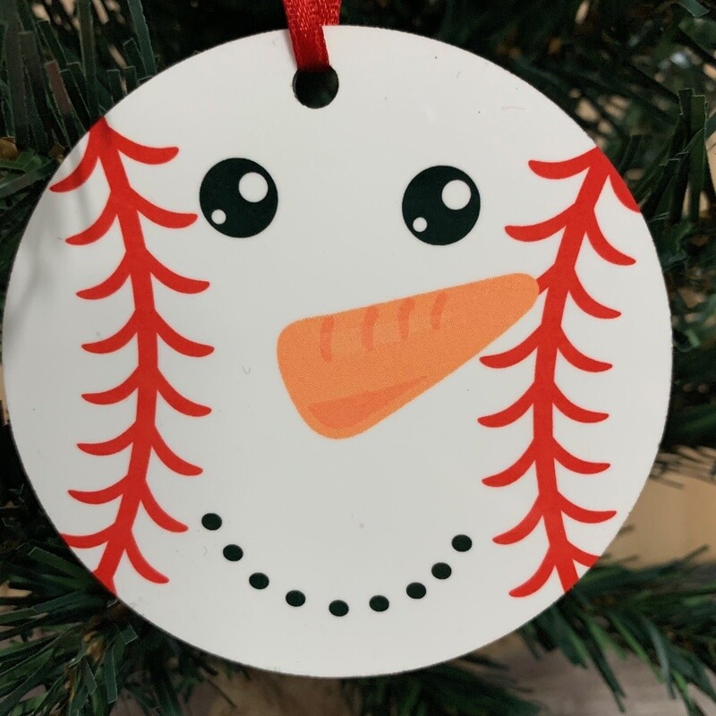 Baseball Snowman Ornament