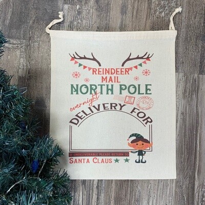 Reindeer Mail Elf Mini Santa Sac