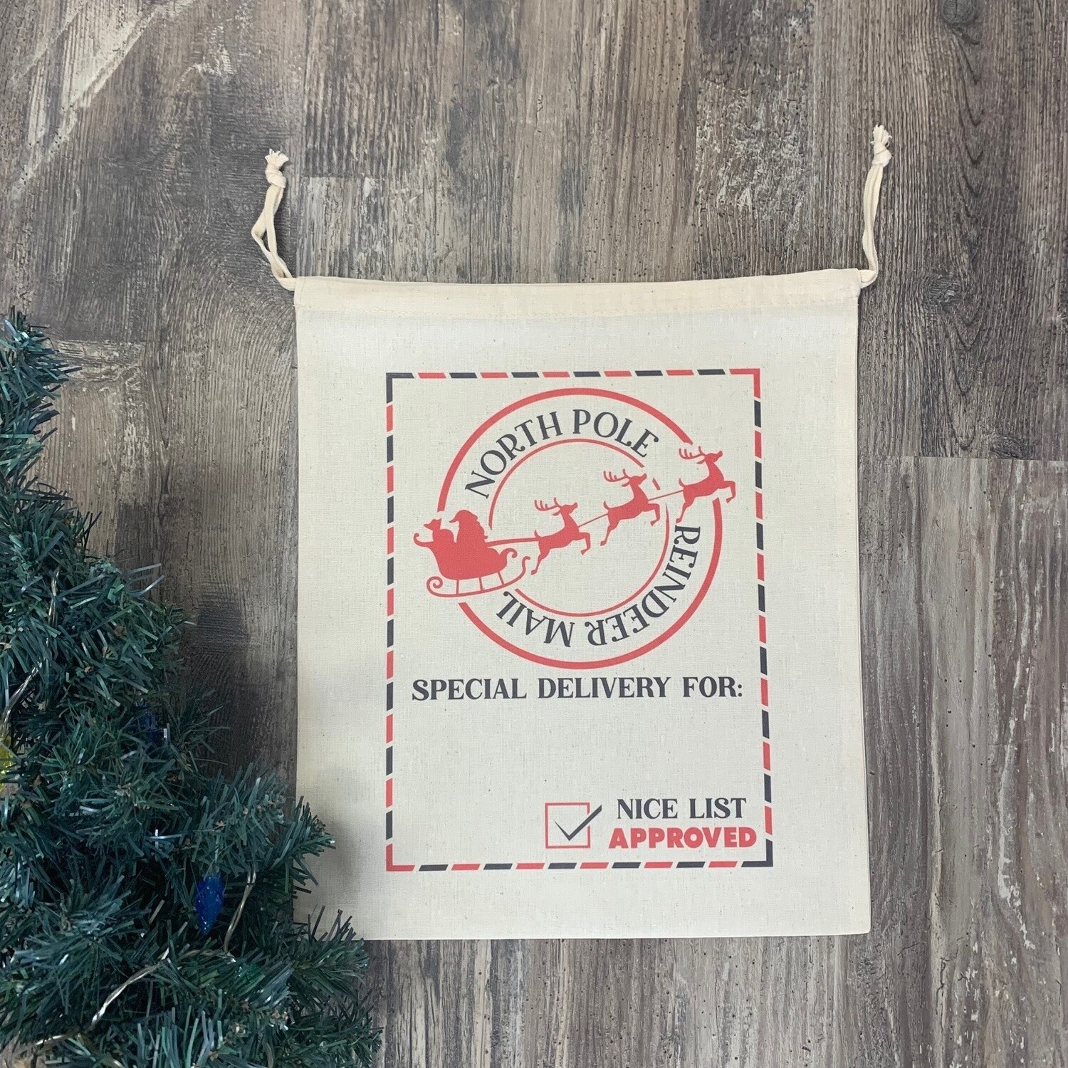 North Pole Reindeer Mail Mini Santa Sac