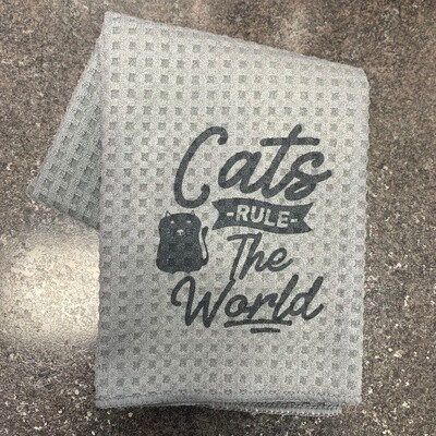Cats Rule The World Tea Towel