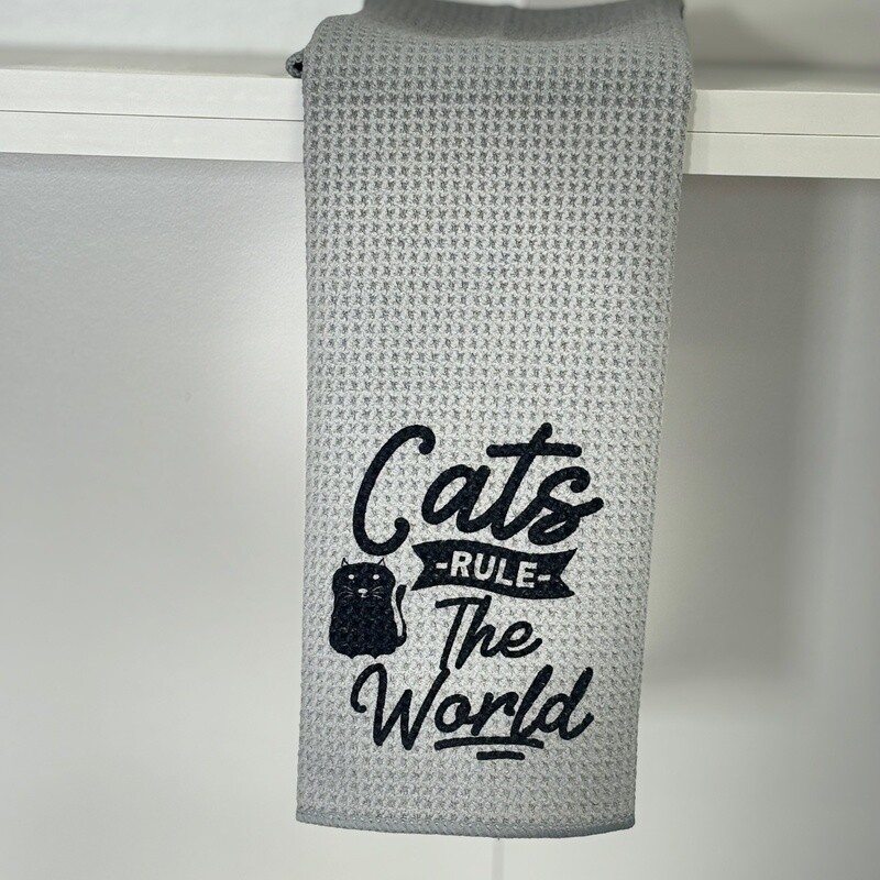 Cats Rule The World Tea Towel
