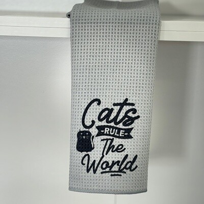 Cats Rule The World Tea Towel