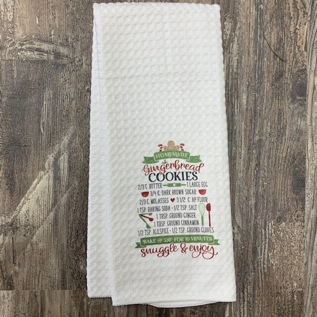Gingerbread Cookie Recipe Tea Towel