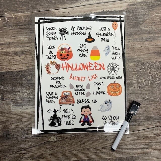 Halloween Bucket List Wipe Off Board