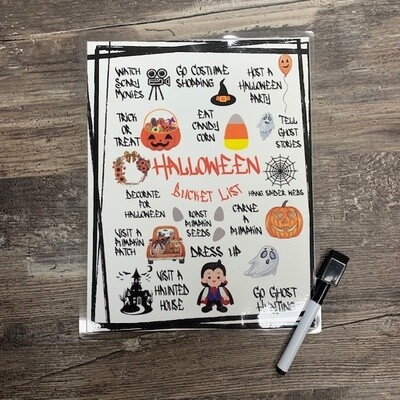 Halloween Bucket List Wipe Off Board