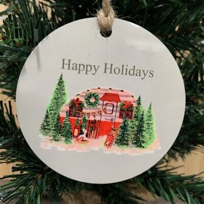 Happy Holidays Camper Ornament