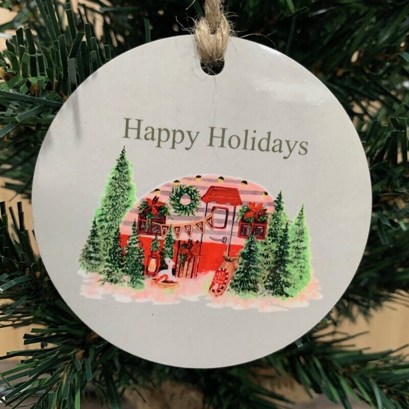 Happy Holidays Camper Ornament