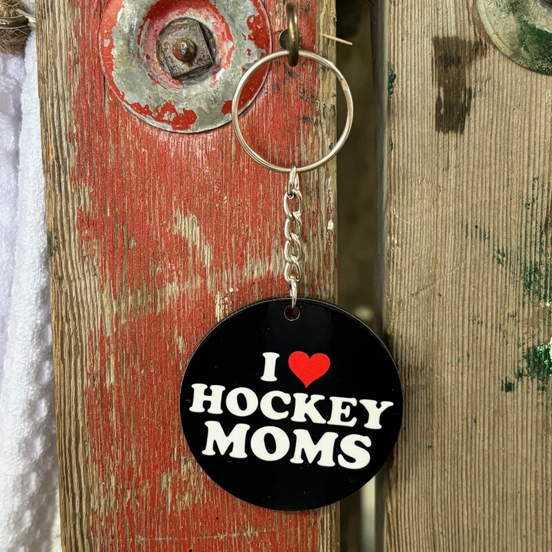 I Love Hockey Moms Keychain