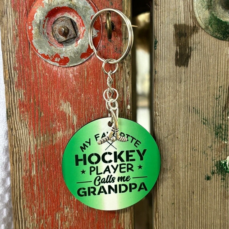 My Favorite Hockey Player Calls Me Grandpa Keychain