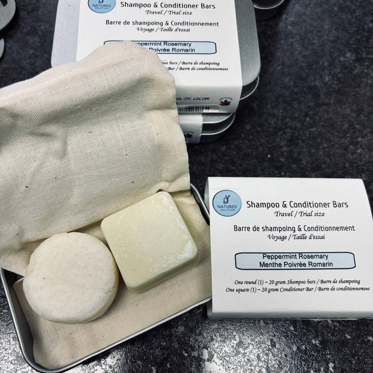 Peppermint Rosemary Travel Shampoo and Conditioner Bars