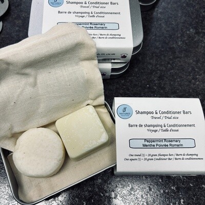Peppermint Rosemary Travel Shampoo and Conditioner Bars