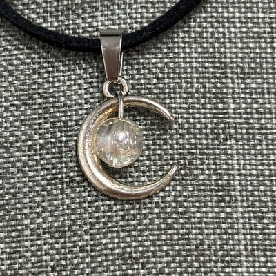 Cracked Quartz Moon Necklace Choker