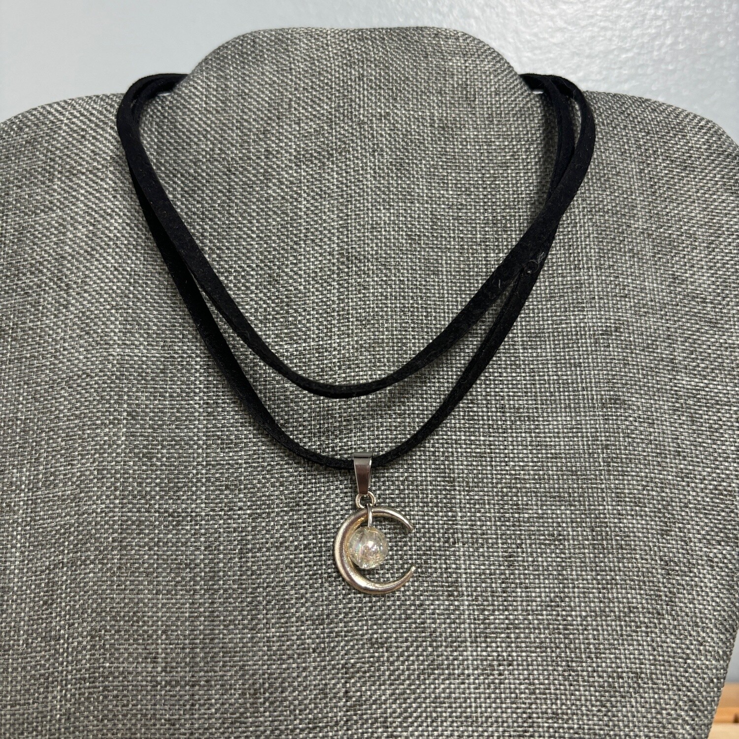 Cracked Quartz Moon Necklace Choker