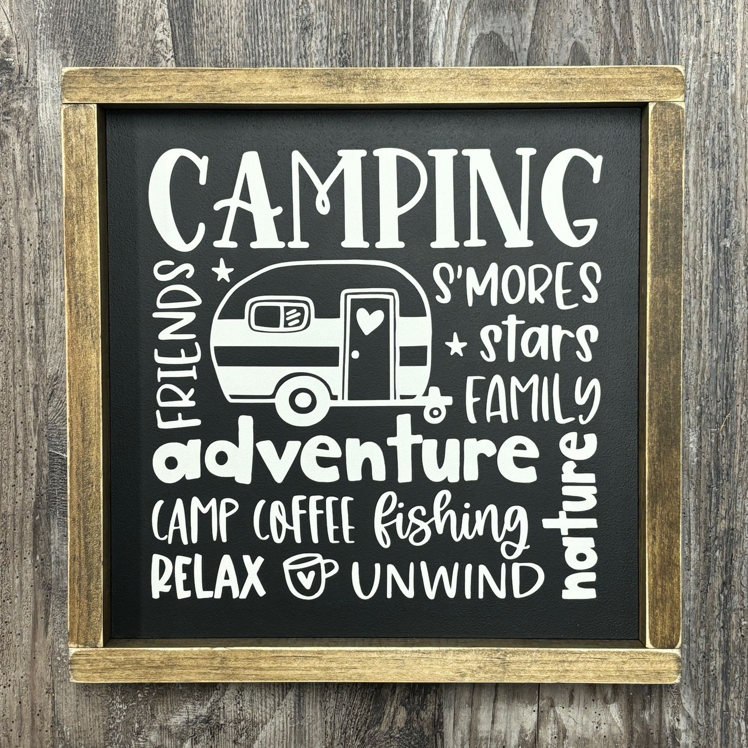 Camping Words Sign