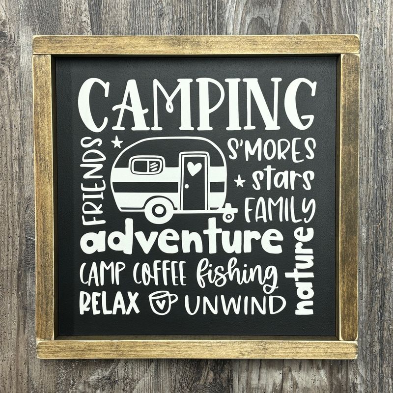 Camping Words Sign