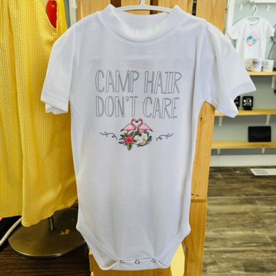 Camp Hair Don&#39;t Care Baby Bodysuit Design