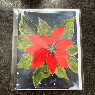 Poinsettia Watercolour Card