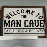 Man Cave Wooden Sign With Frame