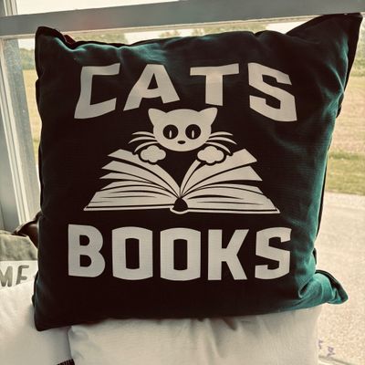 Cats and Books Pillow