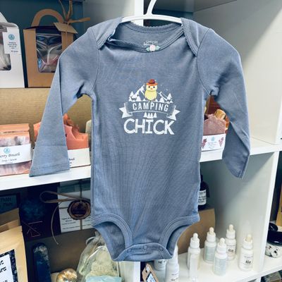 Camping Chick Baby Bodysuit Size 6-9 Month
