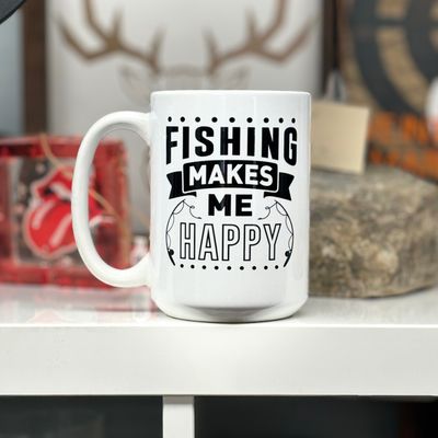 Fishing Makes Me Happy Design for Drinkware