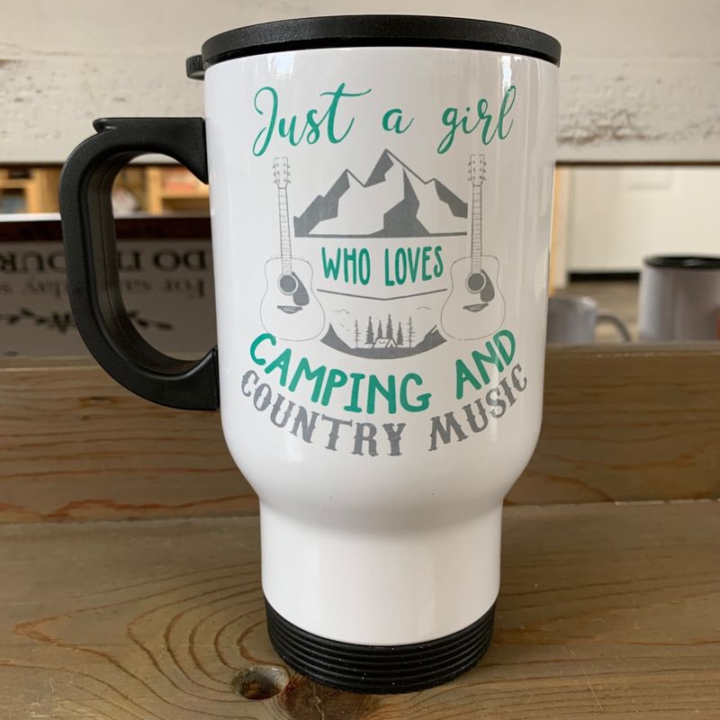 Just A Girl Who Loves Camping and Country Music Design for Drinkware