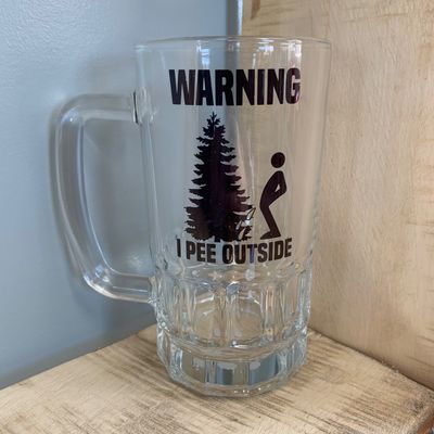 Warning I Pee Outside Design for Drinkware