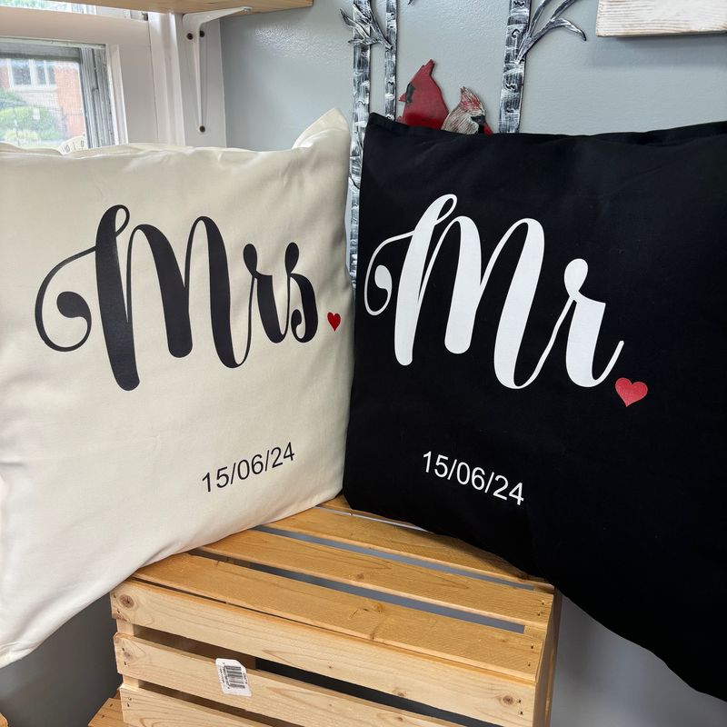 Mr. and Mrs.  Pillow Set