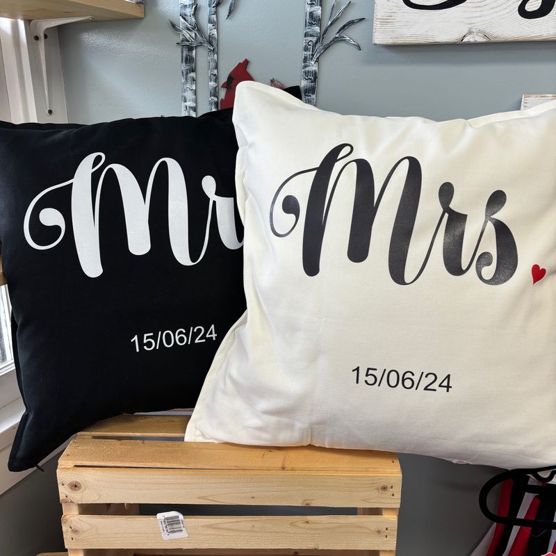 Mr. and Mrs.  Pillow Set