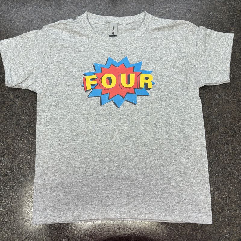 Superhero Birthday Number Design for Youth Shirt