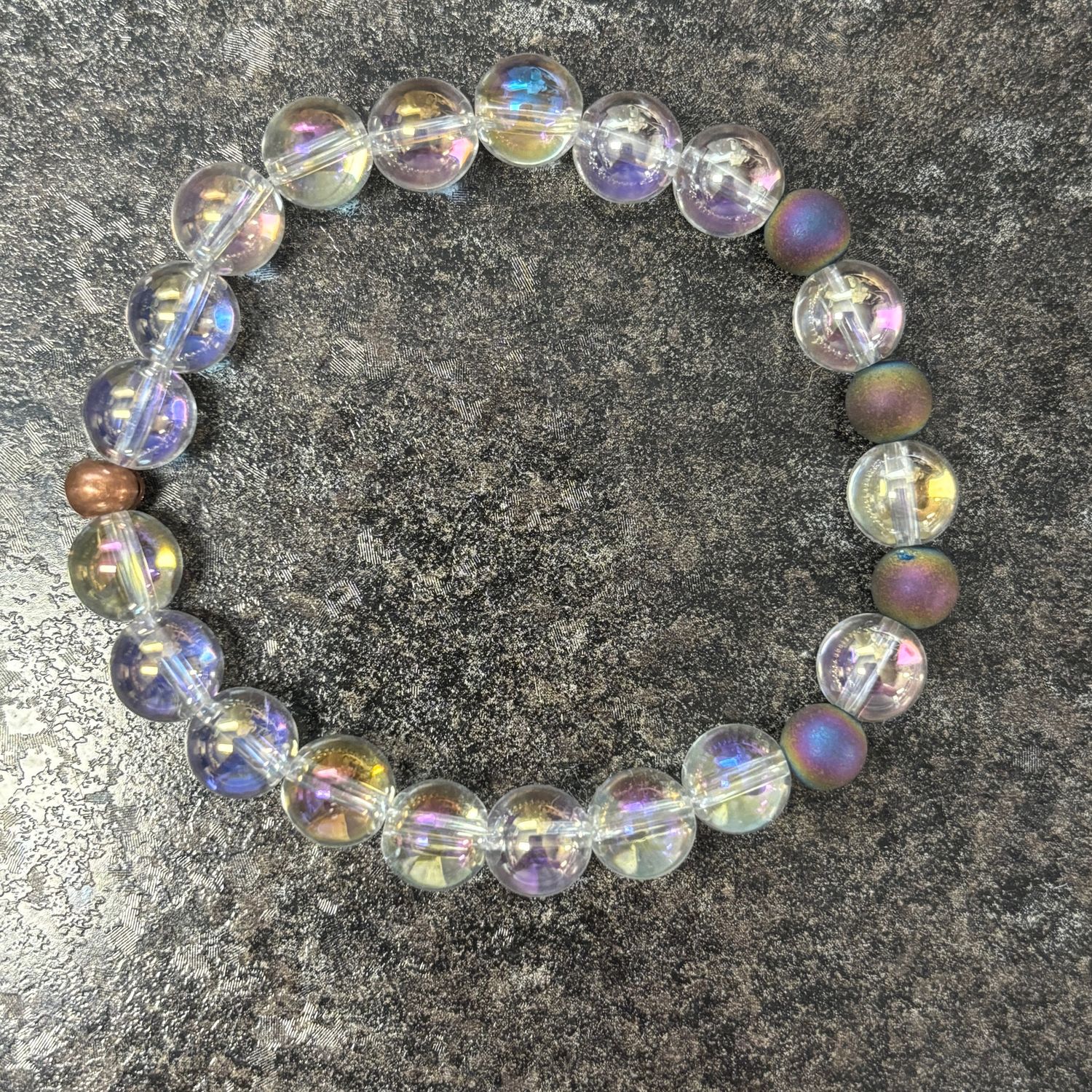 Clear Quartz &amp; Peacock Hematite Bracelet