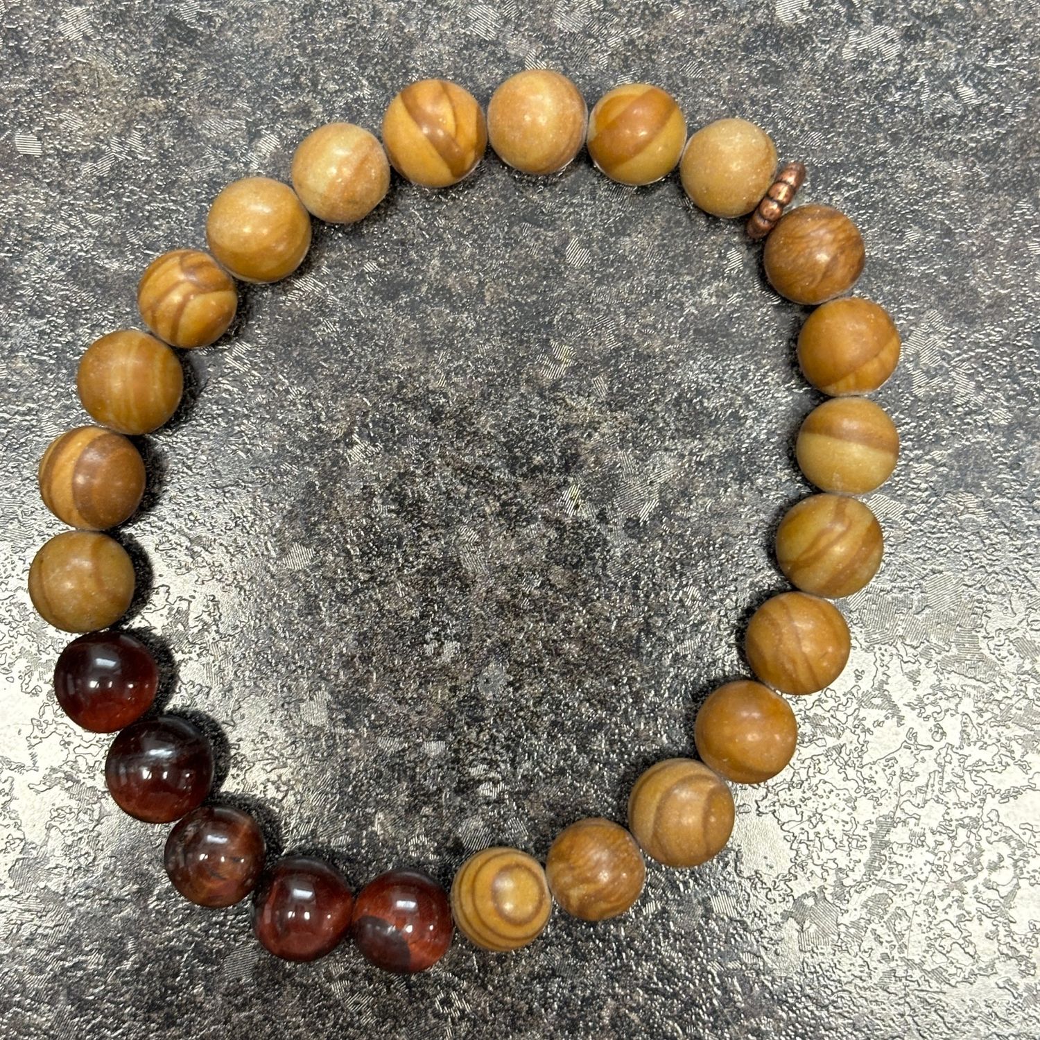 Tiger Skin Jasper &amp; Red Tiger Eye Bracelet