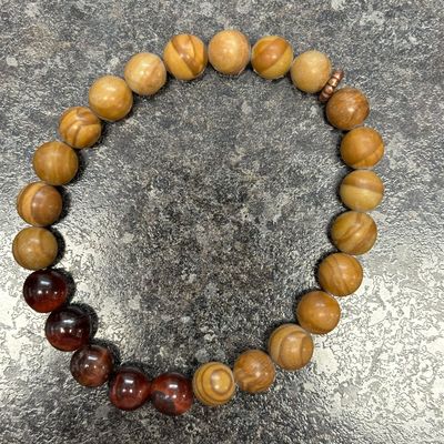 Tiger Skin Jasper &amp; Red Tiger Eye Bracelet