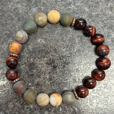 Red Tiger Eye &amp; Indian Jasper Bracelet